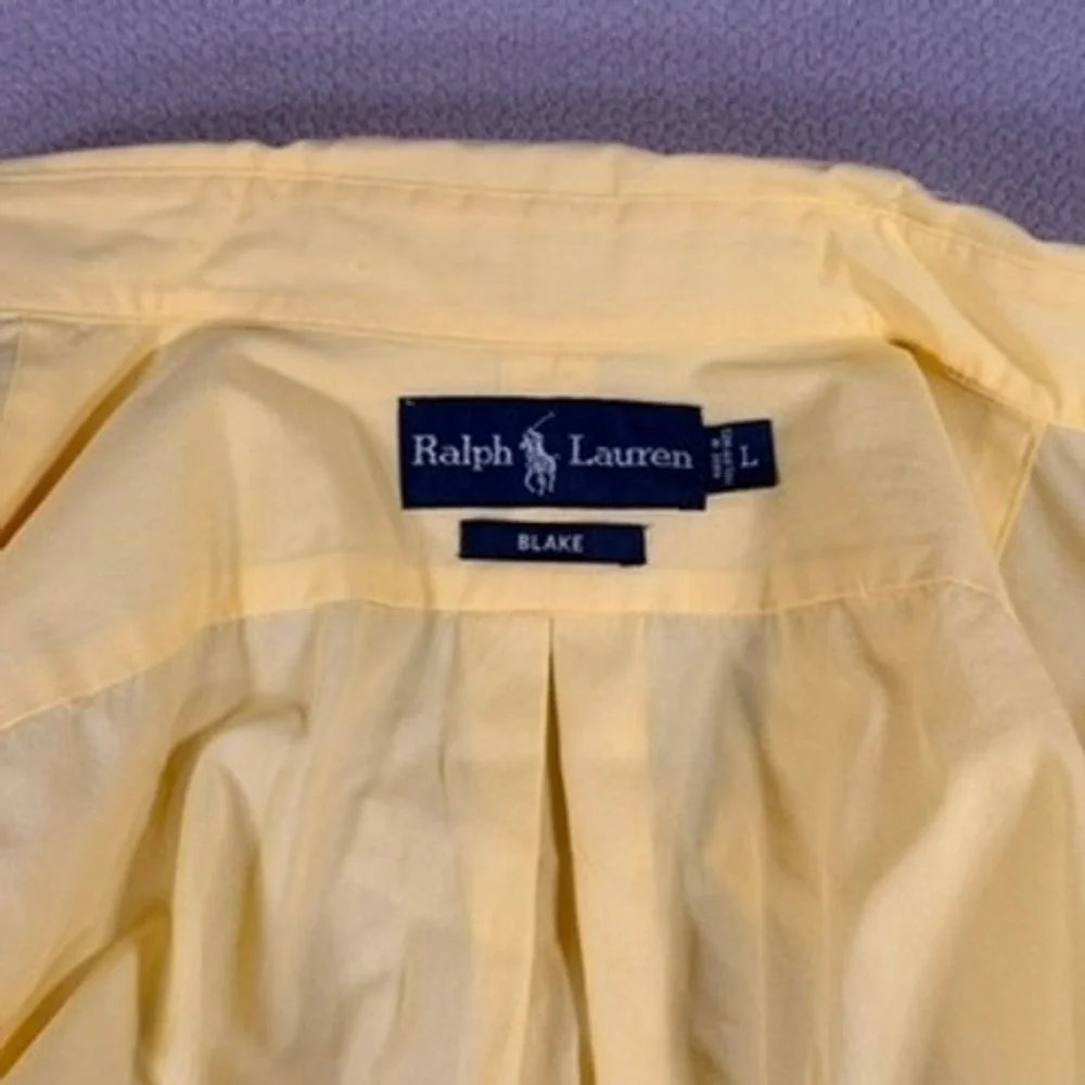 Ralph Lauren Blake Short Sleeve Button Down Large Mens Yellow Cotton Shirt